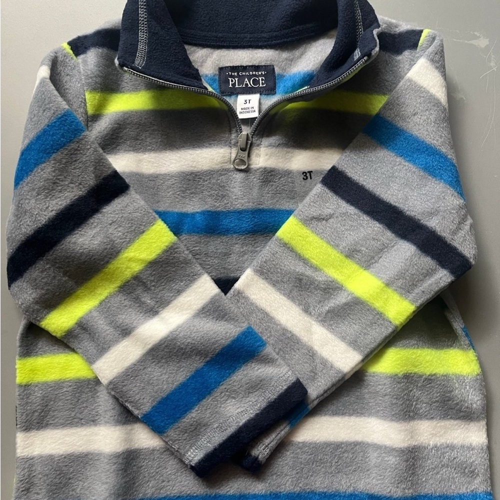 The Children's Place Gray and Blue Fleece Pullover 3T